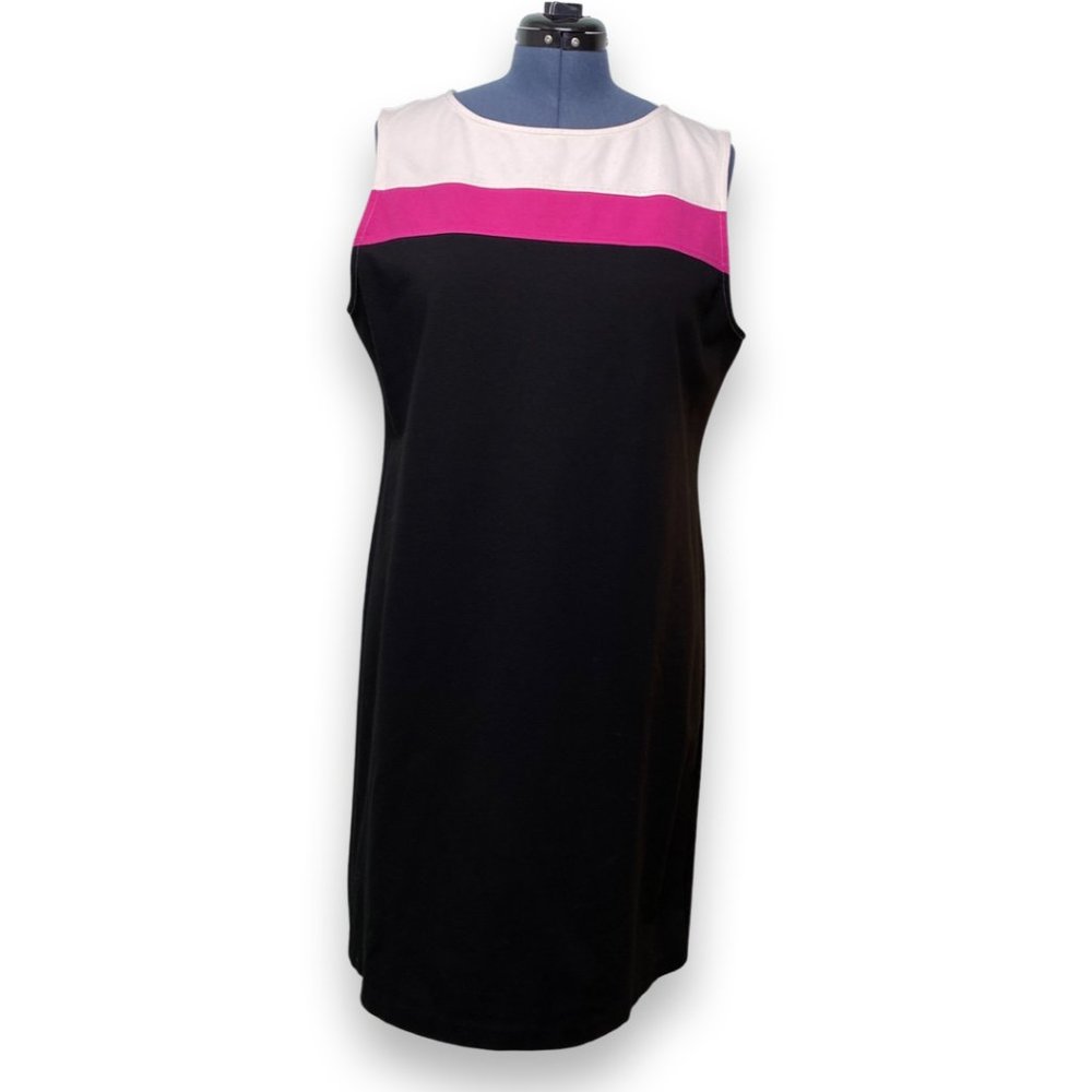 Talbots Black and Pink Midi Dress